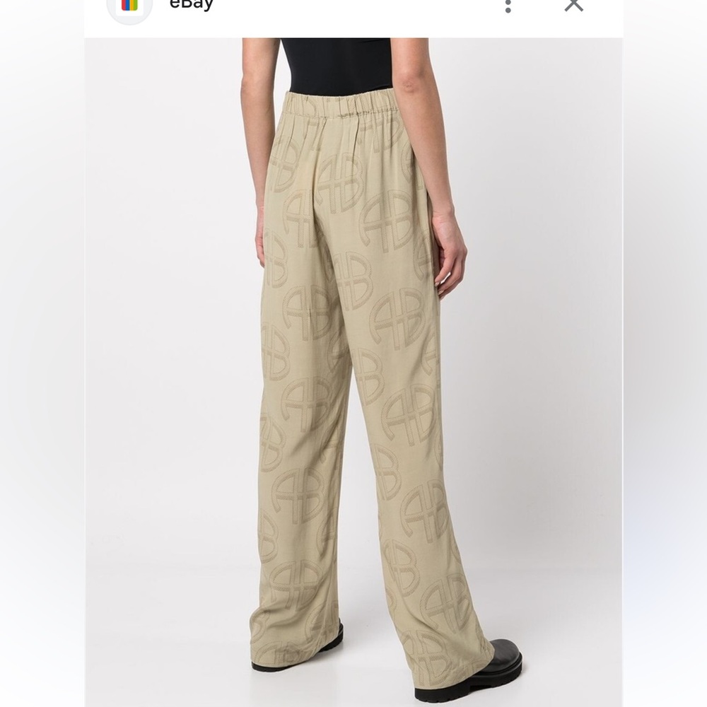 ANINE BING Owen Pant In Celadon Monogram Print - Picture 2 of 9